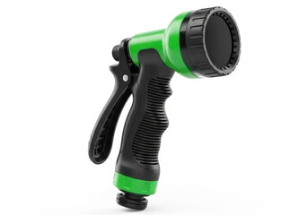 Adjustable spray nozzle with black and bright green ergonomic handle shown against a white background