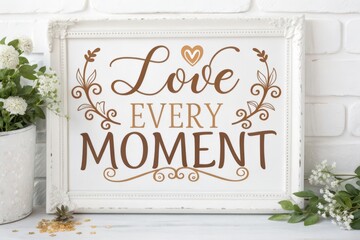 Framed Inspirational Quote Love Every Moment