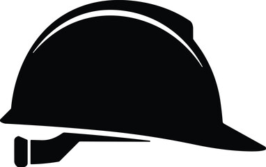 Construction safety hard hat silhouette, industrial protective helmet icon, worker protection equipment symbol for engineering, labor industry safety illustration vector