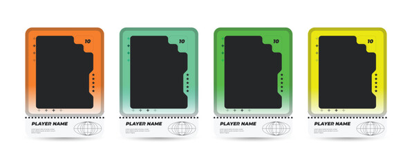 Set of player trading card template, Photo frame and border collection for soccer, hockey, volleyball, and basketball players, sports flyer layout design, Template eps 10.