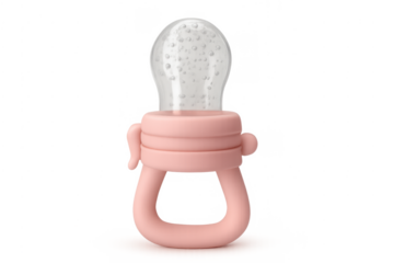 Pink silicone baby food feeder or teether