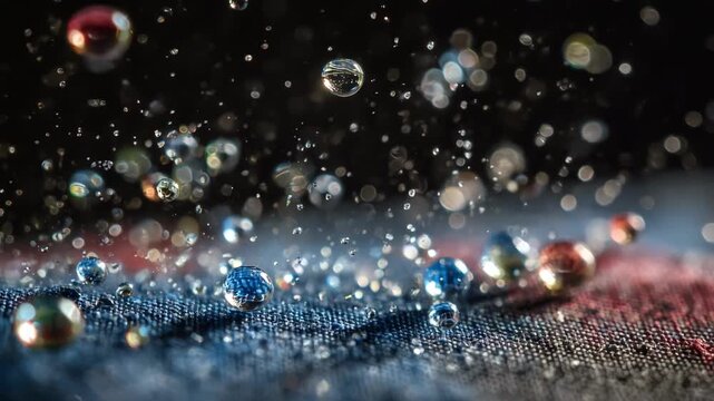 Medium shot of microcapsuleinfused textile absorbing impact with tiny capsules releasing healing agents to repair fabric damage