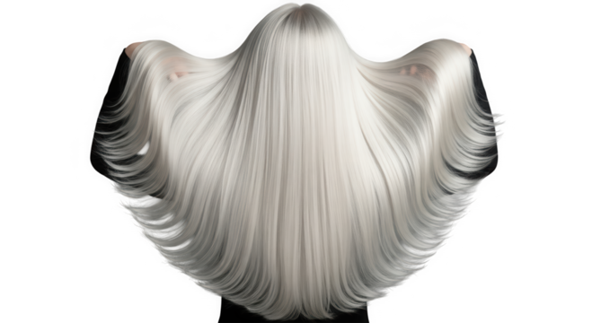 Spectral ethereal ghost figure made of flowing strands of pearlescent hair. Translucent ghost with a wispy form made of light-colored hair. Otherworldly ghost creature with hair body.