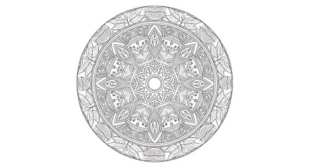 Intricate vector mandala design symmetrical geometric nature patterns black white