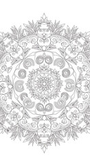 Intricate vector mandala design symmetrical geometric nature patterns black white