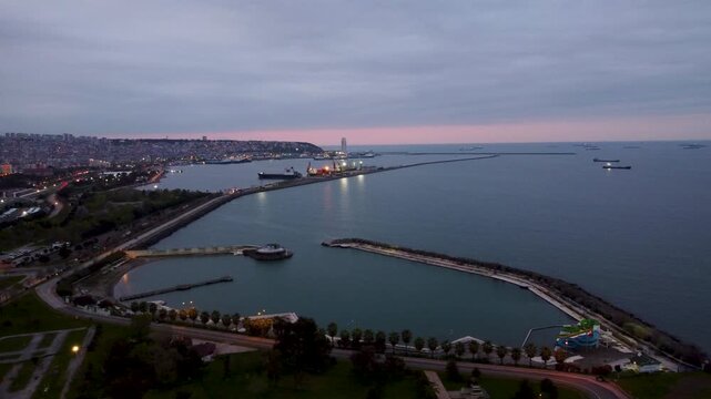Aerial View of the Port in Samsun City Center
