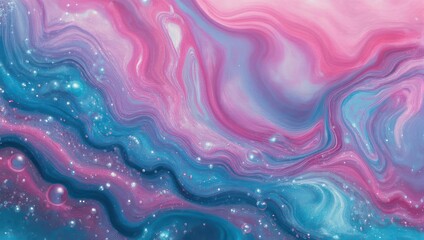 Abstract Fluid Art - Swirling Colors of Pink, Blue, and Purple.