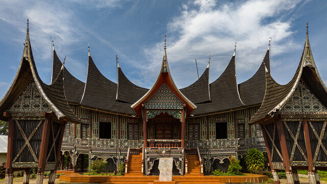Royal palace in traditional Indonesian style. Istano Silinduang Bulan. Sumatra, Indonesia.