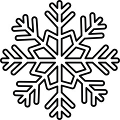 Black Outline Of A Snowflake On A Transparent Background