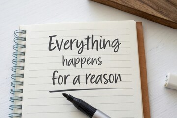 A notebook with inspirational text and a marker