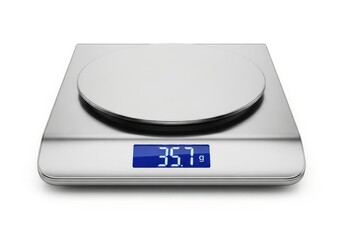 Modern digital kitchen scale displays precise measurement against a clean white background