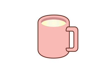 ピンクのマグカップに入ったミルクのイラスト