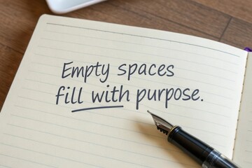 A pen writing a motivational phrase on a lined notebook