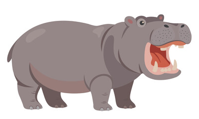 Hippo flat design Vector Illustration