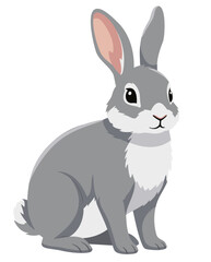 Gray Rabbit Illustration flat vector