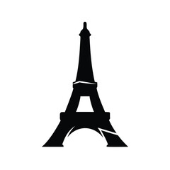 Silhouette of the eiffel tower against a plain white background art