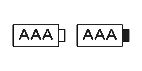 AAA battery icon. Vector linear icons. simple flat icons
