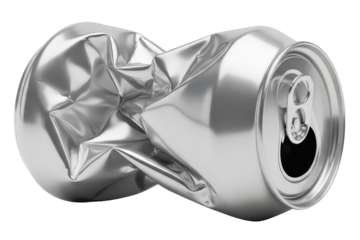 Crumpled empty blank soda or beer can garbage isolated on white background