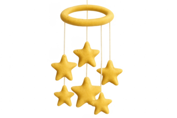 Baby mobile with hanging yellow felt stars