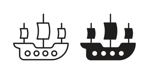 Caravel icon. Vector linear icons. simple flat icons