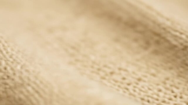 Close up of beige knitted fabric texture with detailed weave pattern