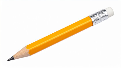 A simple yellow pencil with an eraser on the end, commonly used for writing and drawing