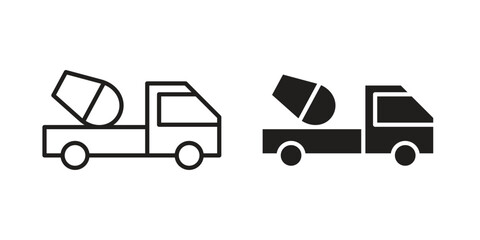 Cement truck icon. Vector linear icons. simple flat icons
