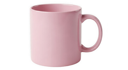 Pink ceramic mug with handle isolated on transparent background