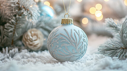 Winter Christmas ornament,  pale pastel tones