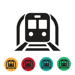Modern subway train icon set for transportation maps and app designs, showcasing a sleek and efficient transport system with a vibrant color palette