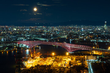 日本の都市風景　大阪夜景　さきしまコスモタワーからの眺望