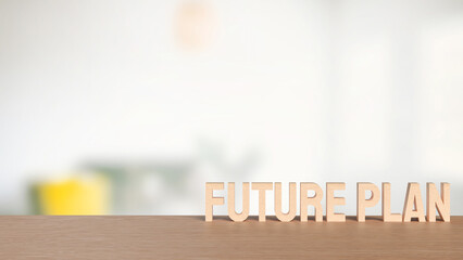 Future Plan Text on Wooden Block with Blurred Background 3d render.