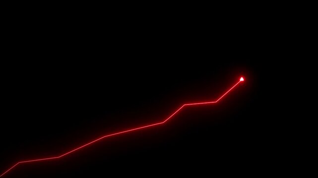 Glowing Red Neon Line Graph Ascending Against a Black Background chart arrow