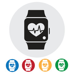 Modern smartwatch displays vibrant heart rate monitor icon, symbolizing health, fitness tracking, and wellness technology for active lifestyles.