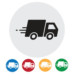 Dynamic delivery truck icon symbolizing fast shipping and logistics services for modern businesses seeking efficient transport solutions.