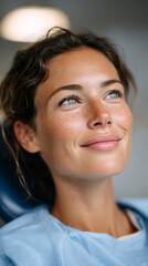 Patient relaxing in dental chair before implantation procedure