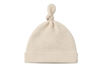 Cream knot infant beanie hat for baby