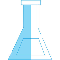 Blue Outline Of A Science Flask With Light Blue Shading On A Transparent Background Representing Laboratory Equipment And Chemistry
