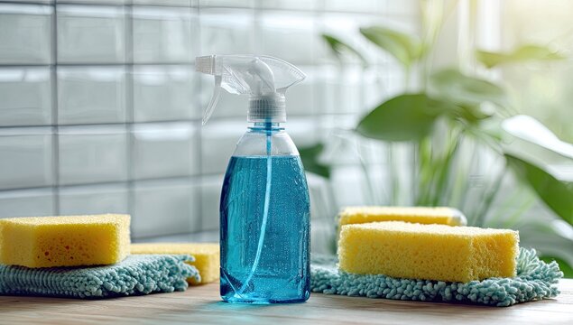 Cleaning supplies on a countertop (3)