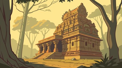 South Indian Temple Gopuram Vector Art