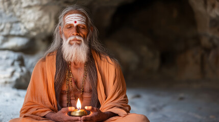 Deep meditation journey of a sadhu in majestic himalayan cave