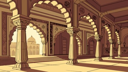 Monochromatic Taj Mahal Vector Art