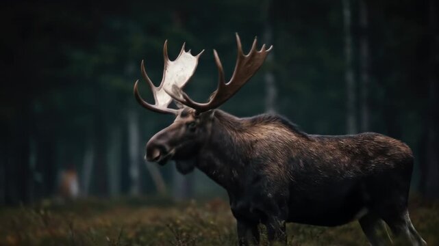 Majestic moose in forest wildlife animal in natural habitat scene