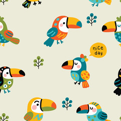toucan cartoon doodle seamless vector