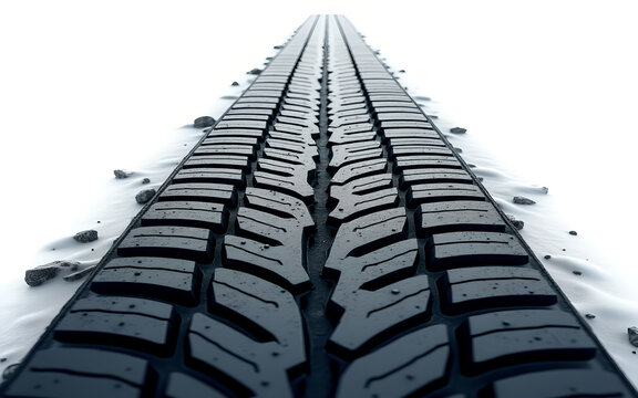 The tire tread design is clearly defined, with adjacent rectangular blocks separated by deep grooves.