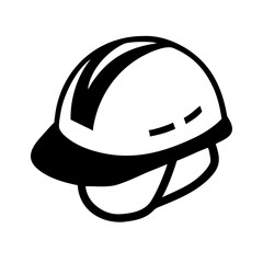 Fototapeta premium Cartoon safety helmet with shine and strap on black