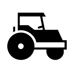 Cartoon wheel compactor rolling on the ground in daylight