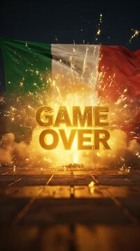 Game Over Text With Italian Flag and Fireworks