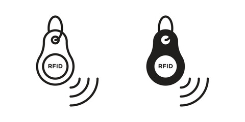 RFID key tag icon. Vector linear icons. simple flat icons