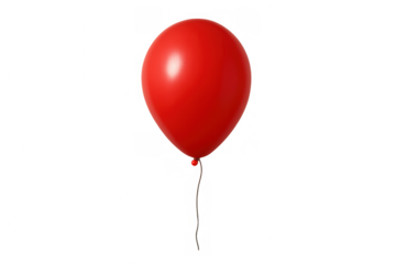 Red balloon floating, celebrating a party, birthday, or anniversary event on transparent background
